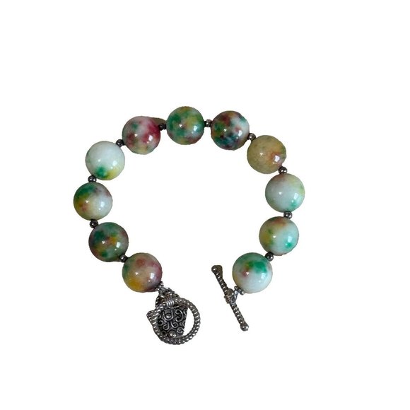 Great Falls Metal Works Other - Vintage Muticolor Quartz Agate Gemstone Bracelet 8"